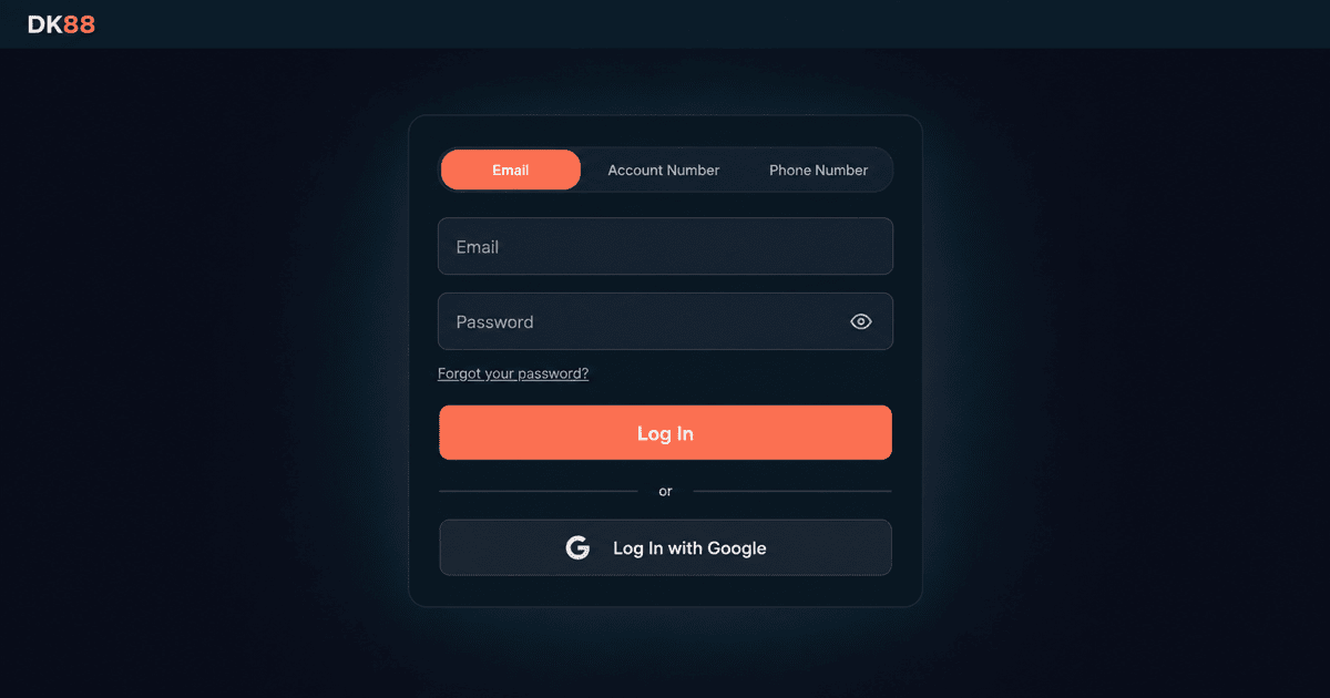 Dk 88 Casino login form